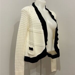 Simons Black and Cream Women's Cardigan